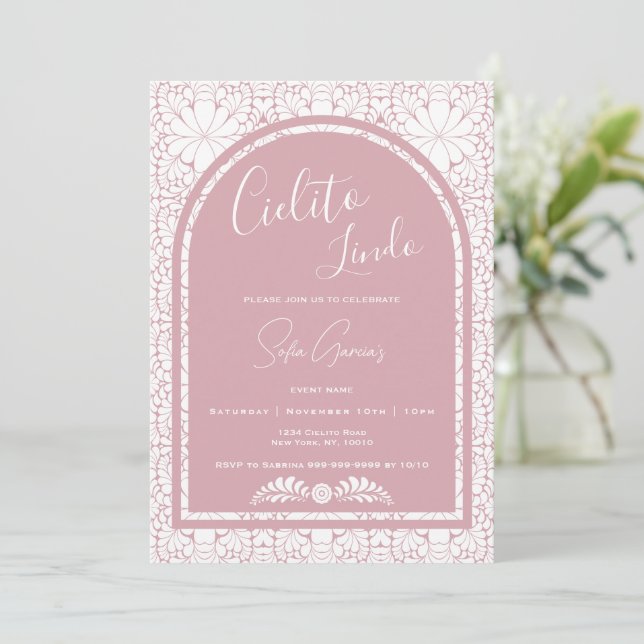 Cielito Lindo Mexican Folk Art Pink Invitation (Debout devant)