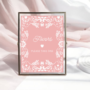 Cielito Lindo Mexican Pink Baby Shower Favours Poster