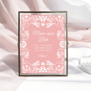 Cielito Lindo Mexican Pink Baby Shower Mom-osa Bar Poster