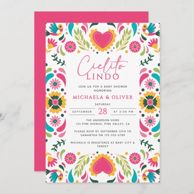 Cielito Lindo Mexican Talavera Tile Baby Shower Invitation (Front/Back)