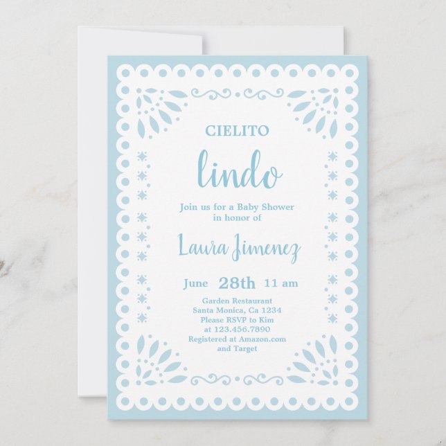 Cielito Lindo Papel Picado Baby Shower Boy Invitation (Front)