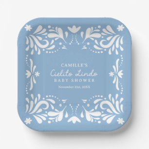 Cielito Lindo Papel Picado Boy Baby Shower Paper Plate