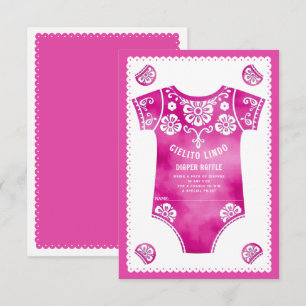 Cielito Lindo pink baby girl shower Diaper Raffle Enclosure Card