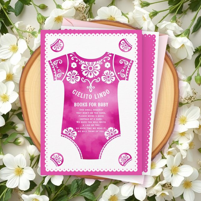 Cielito Lindo pink baby shower Books for Baby Enclosure Card (Creator Uploaded)