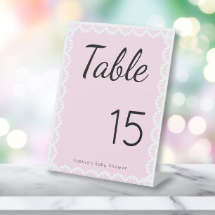 Cielito Lindo Pink Table Number Baby Shower Pedestal Sign