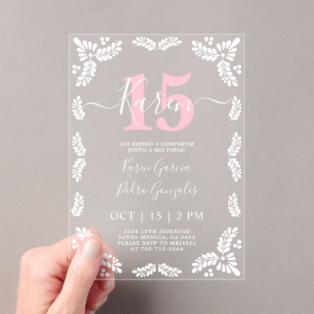 Cielito Lindo Quinceanera Acrylic Invitations (Insitu (Handheld))