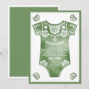 Cielito Lindo sage green bodysuit baby shower Thank You Card