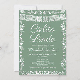 Cielito Lindo Sage Green Papel Picado Baby Shower Invitation