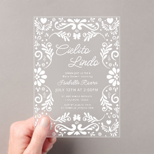 Cielito Lindo Talavera Mexican Cute Baby Shower Acrylic Invitations