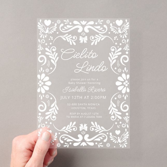 Cielito Lindo Talavera Mexican Cute Baby Shower Acrylic Invitations (Insitu (Handheld))