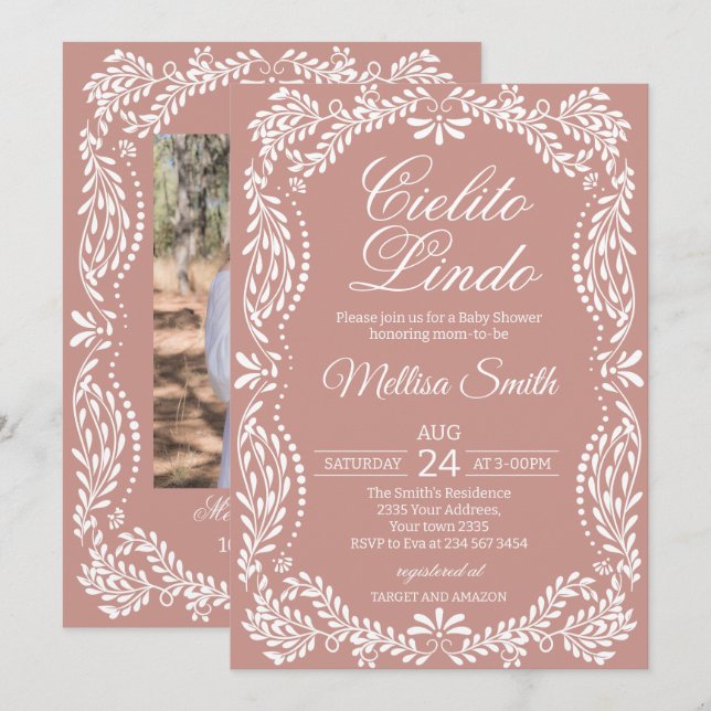 Cielito Lindo Talavera Mexican Pink Baby Shower Invitation (Front/Back)