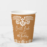 Cielito lindo terracotta Mexican 60th birthday Paper Cups<br><div class="desc">Cielito lindo terracotta Mexican 60th birthday party monogrammed customized paper cups template,   white and brown party personalized paper cups,  talavera party monogrammed paper cups,  Mexican party personalized table decor birthday party paper cups papel picado coffee cupsMexican fiesta tableware personalized table decor</div>