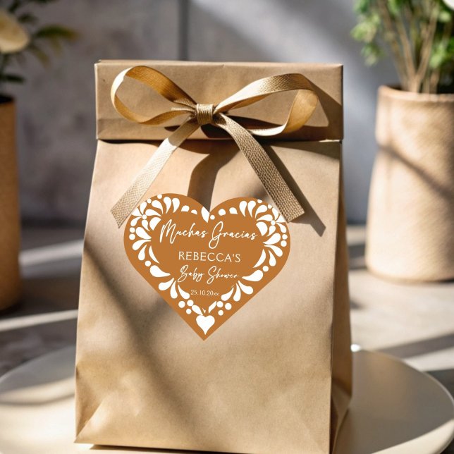 Cielito lindo terracotta Mexican baby shower Heart Sticker (Cielito lindo terracotta talavera Mexican baby shower personalized printed  favor Heart Sticker)