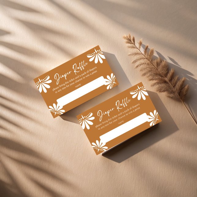 Cielito lindo terracotta Mexican diaper raffle Enclosure Card (Cielito lindo terracotta Mexican  baby shower diaper raffle Enclosure Card papel picado baby shower )