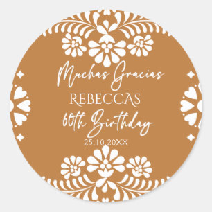 Cielito lindo terracotta talavera 60th birthday classic round sticker