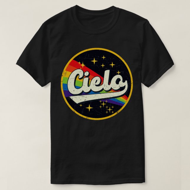 Cielo Rainbow In Space Vintage GrungeStyle T-Shirt (Design Front)