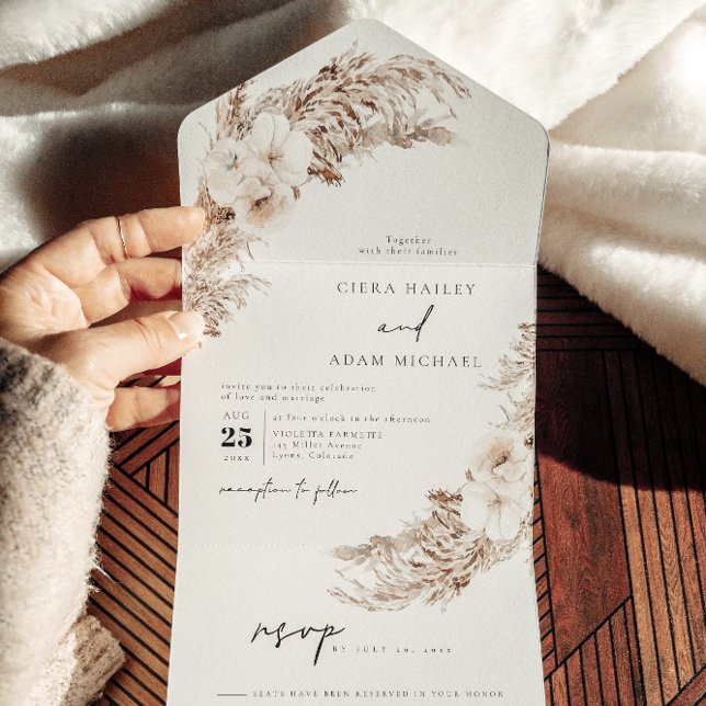 CIERA Bohehmian Fall Pampas Grass Wedding All In One Invitation (Creator Uploaded)