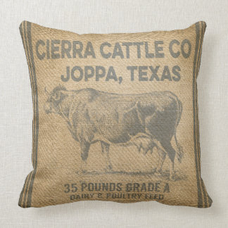 CIERRA CATTLE CO JOPPA TEXAS burlap Styled pillow