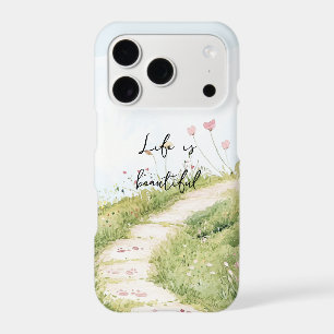 Cieux Bleus Chemin d'Herbe Fleurs Roses
