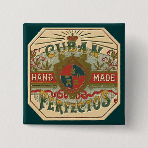 Cigar Ad Cuban Perfectos Vintage Tobacco 2 Inch Square Button