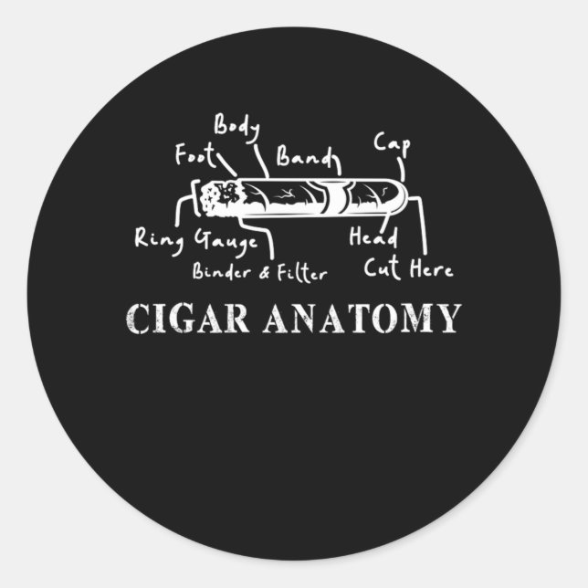 Cigar Anatomy Smoker Humidor Cutter Cigars Gift Classic Round Sticker (Front)