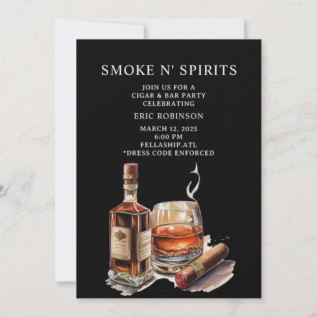 Cigar and Bar Bachelor Party Invitation (Front)