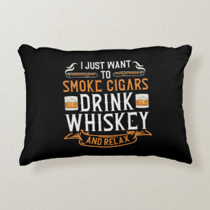 Cigar and Whiskey Quote Accent Pillow