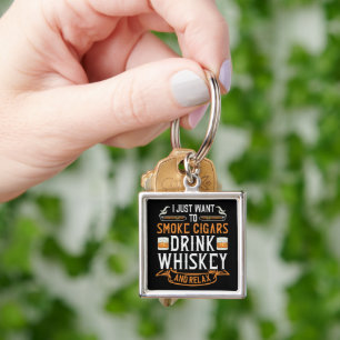 Cigar and Whiskey Quote Zippo Lighter Keychain