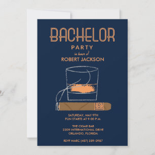 Cigar and Whisky Bachelor Party Invitation