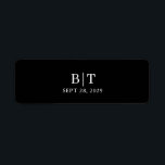 Cigar Band Black and White Monogram WeddingLabel<br><div class="desc">This simple and elegant label design has been created to use as a custom cigar band for a wedding, anniversary or engagement party. It has an elegant black background with a white text template to personalize with the Bride and Groom's monogram initials and their wedding date. This label can be...</div>