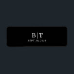 Cigar Band Black and White Monogram WeddingLabel<br><div class="desc">This simple and elegant label design has been created to use as a custom cigar band for a wedding, anniversary or engagement party. It has an elegant black background with a white text template to personalize with the Bride and Groom's monogram initials and their wedding date. This label can be...</div>