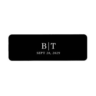 Cigar Band Black and White Monogram WeddingLabel