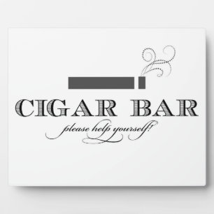 Cigar Bar Sign Table Easel - White and Black Plaque