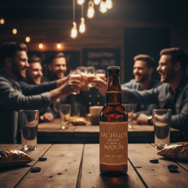 Cigar Bar Theme Bachelor Party Beer Bottle Label (Creator Uploaded)