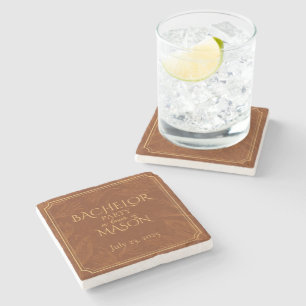 Cigar Bar Theme Bachelor Party Stone Coaster