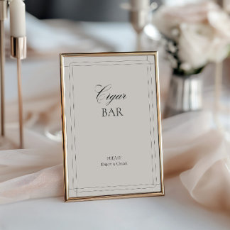 Cigar Bar Vintage Light Grey Sign Invitation