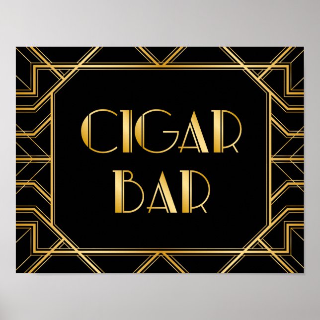 Cigar Bar Wedding Sign | Gatsby Art Deco (Front)