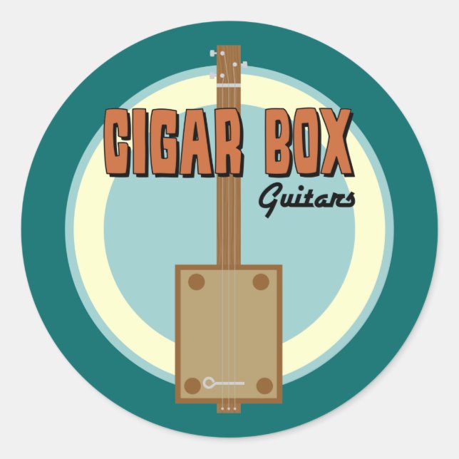 Cigar Box Guitar Classic Round Sticker (Front)