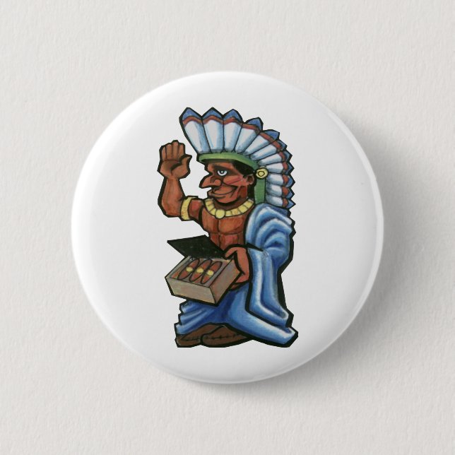 Cigar Indian 2 Inch Round Button (Front)