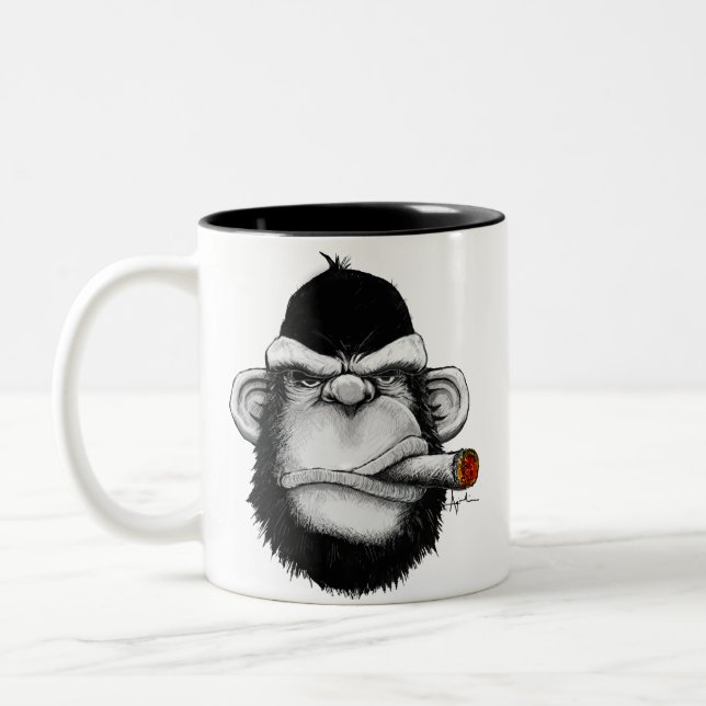 Cigar Monkey Two-Tone Coffee Mug (Left)