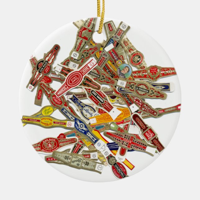 Cigar Ring Wrappers Ceramic Ornament (Front)