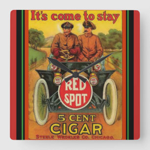 Cigar Rouge Vintage Et Horloge Mur