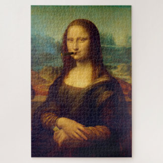 Cigar Smoker Mona Lisa Painting Funny Jigsaw Puzzle