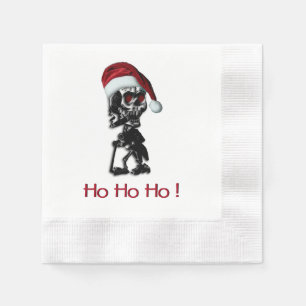 Cigar Smoking Christmas Skeleton Napkin