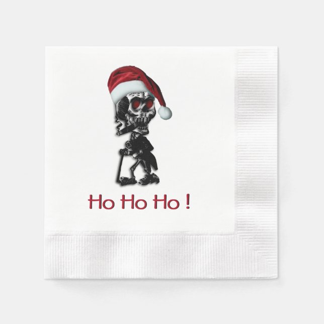 Cigar Smoking Christmas Skeleton Napkin (Front)