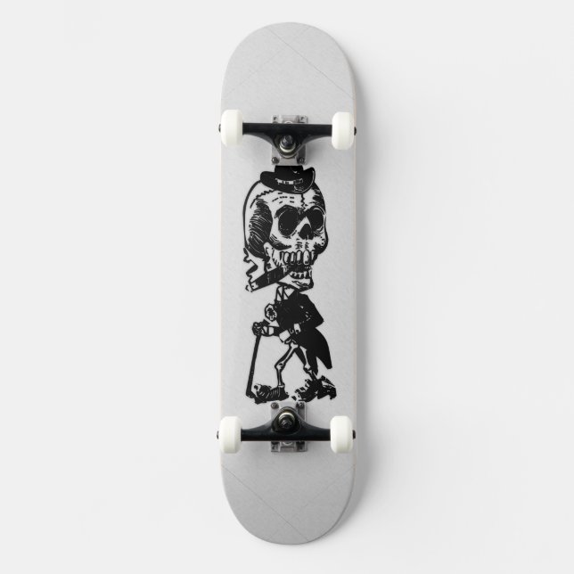 Cigar Smoking Cowboy Skeleton  Skate Board (Front)