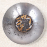 Cigarette Butts in Silver Smokers Ashtray, Funny