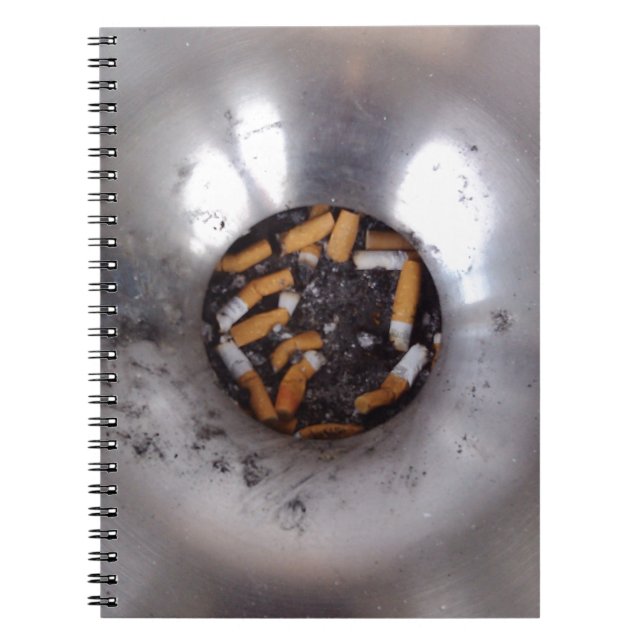 Cigarette Butts in Silver Smokers Ashtray, Funny Notebook (Front)