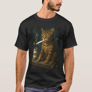 Cigarette Kitten Drinking Smoking Cat Meme Stupid  T-Shirt
