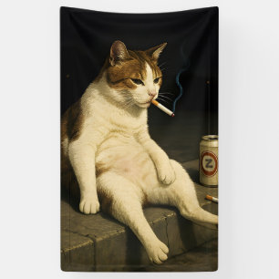 Cigarette Kitten Funny Smoking Cat Gen Z Meme Banner